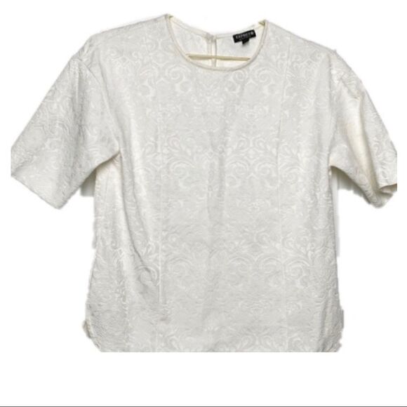 🍟Express White Short Sleeve Fitted Romantic top - Picture 1 of 5